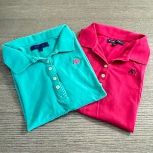 Aeropostale A87 Polo Shirts Youth Girls Uniform size L 2 pcs bundle Pink Aqua